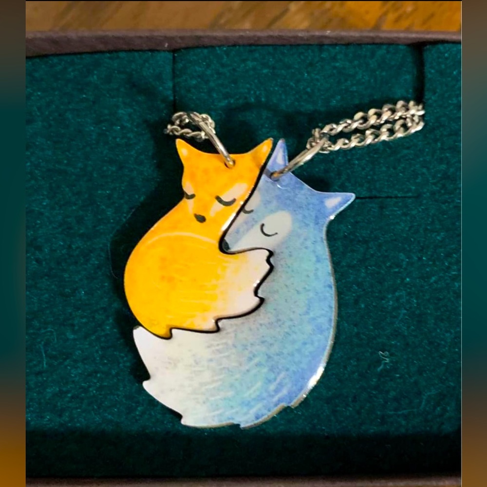 Cute & Romantic Fox & Wolf Couple Necklaces